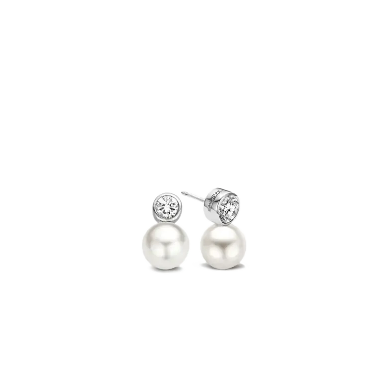 Ti Sento Zirconia & Shell Pearl Earstuds