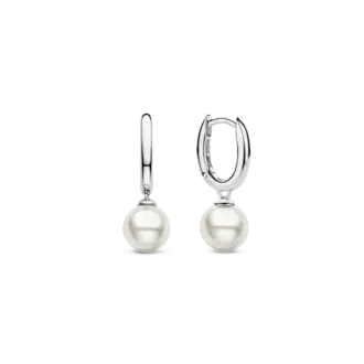 Ti Sento Pearl Hoops Sterling
