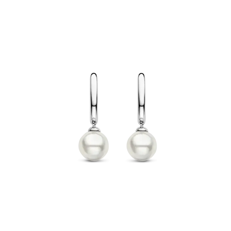 Ti Sento Pearl Hoops Sterling