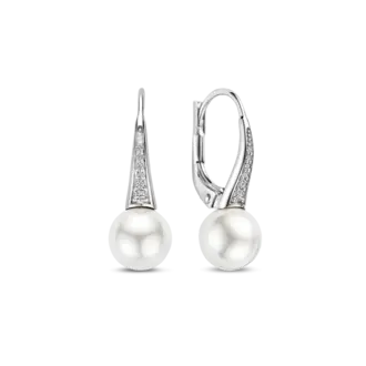 Ti Sento Zirconia Pearl Hoops