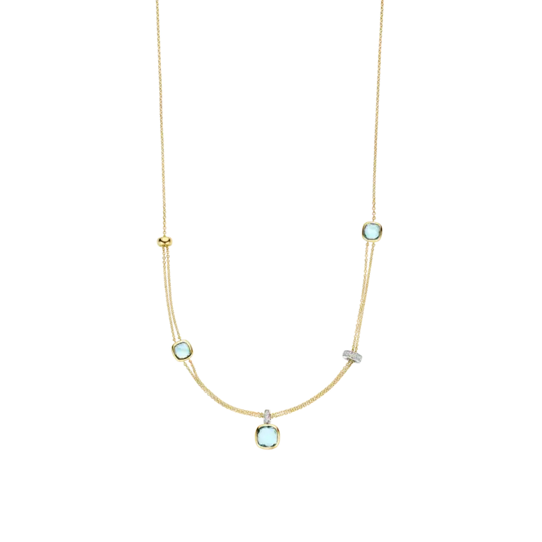 Ti Sento Layered Blue Cushion Necklace