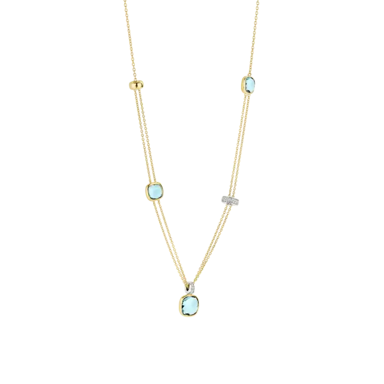 Ti Sento Layered Blue Cushion Necklace