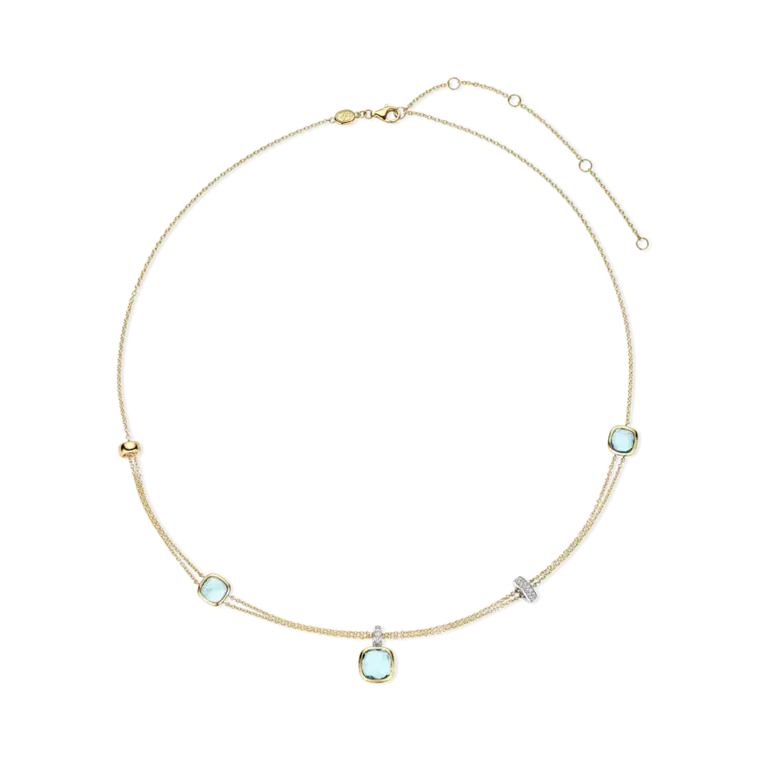 Ti Sento Layered Blue Cushion Necklace