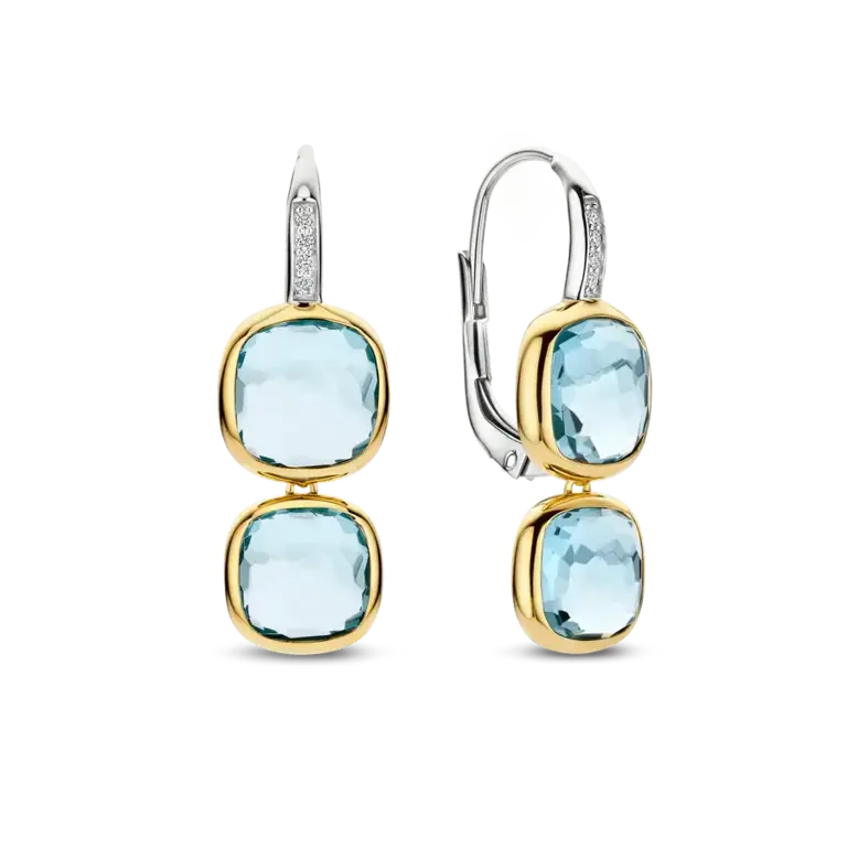 Ti Sento Double Blue Cushion Earrings