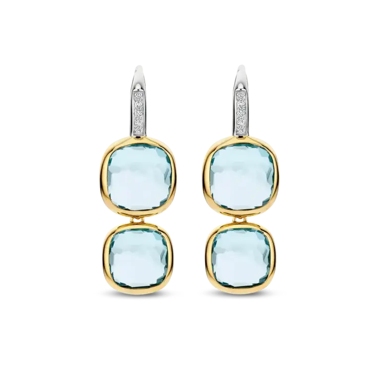 Ti Sento Double Blue Cushion Earrings