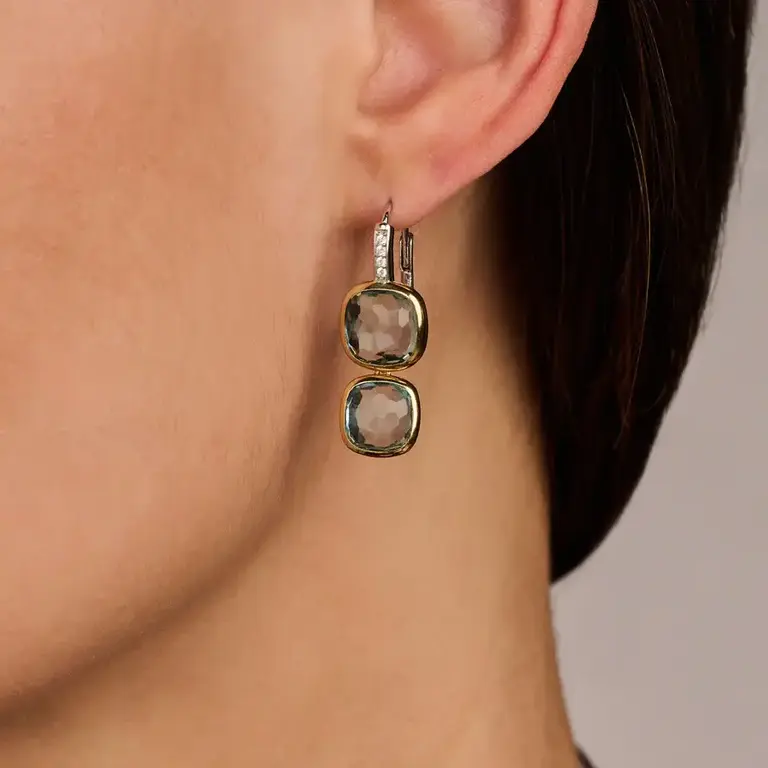Ti Sento Double Blue Cushion Earrings
