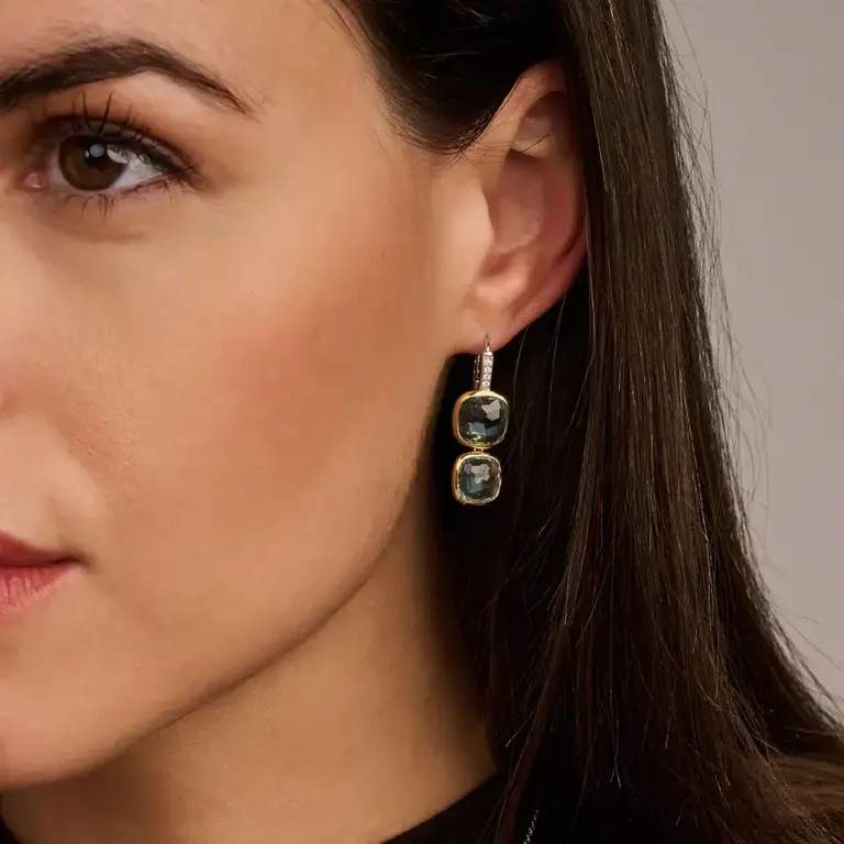 Ti Sento Double Blue Cushion Earrings