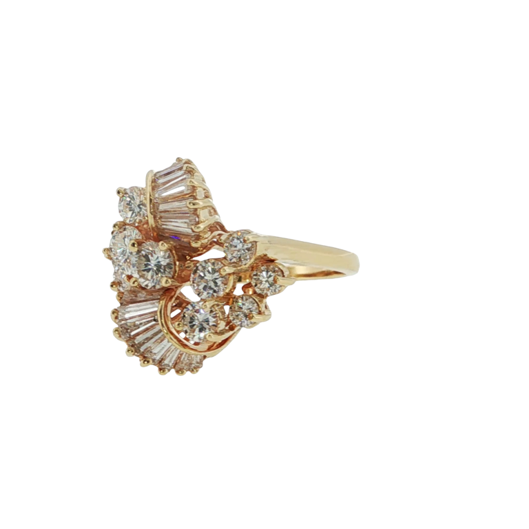 Estate Collection Estate Diamond Cluster Ring with Round & Baguette Diamonds