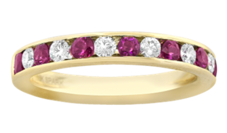 Expressions Jewelers 18K Yellow Gold Ruby and Diamond Channel Set Ring