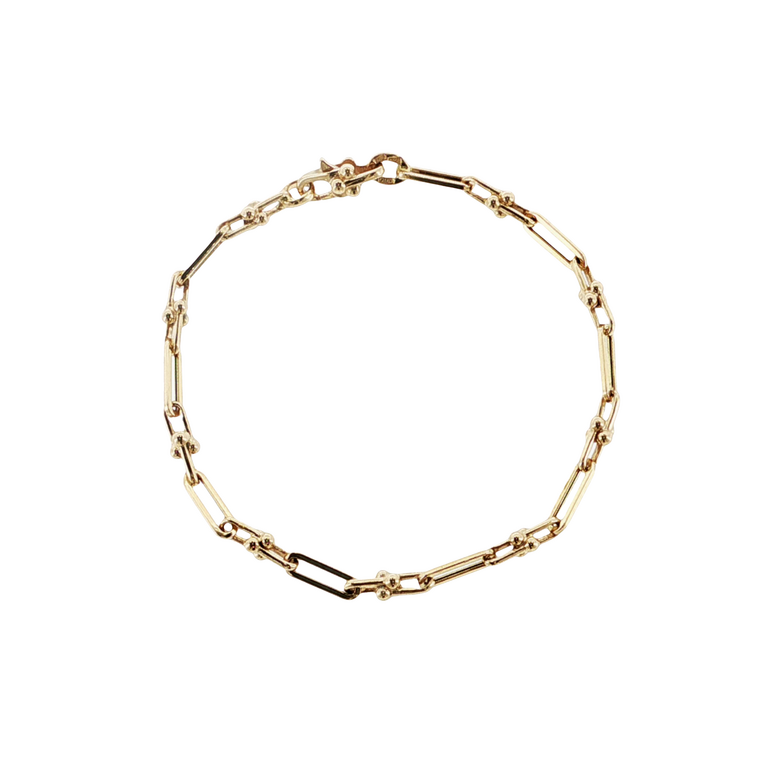 Expressions Jewelers 14K Yellow Gold Paperclip and Stirrup Link Bracelet