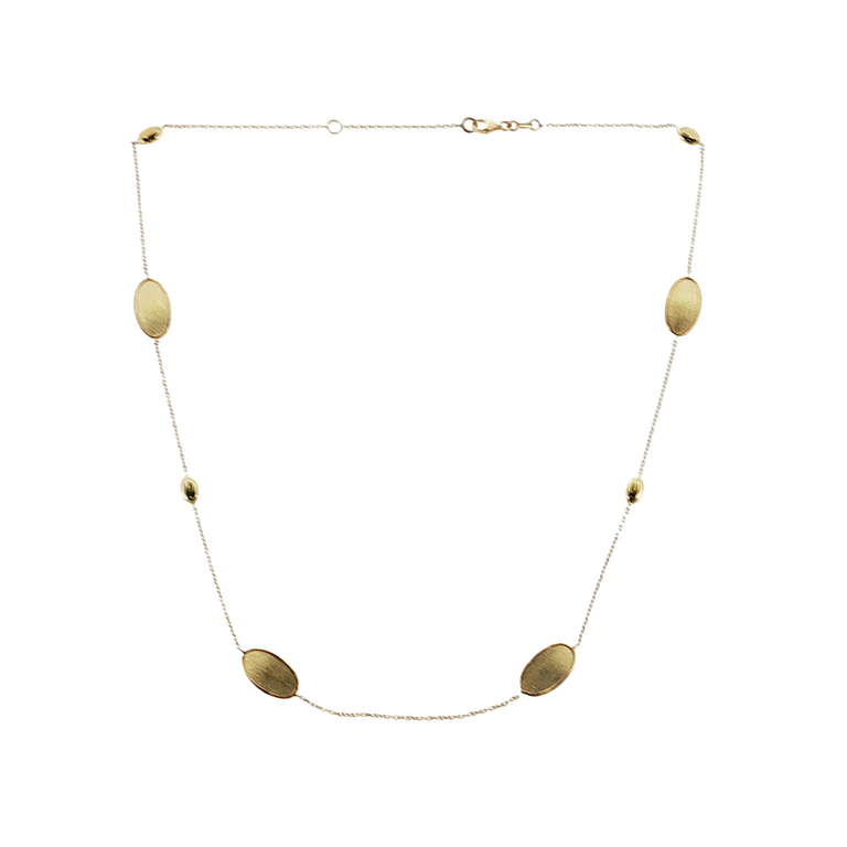 Expressions Jewelers 14K Yellow Gold Matte Oval Station Necklace 18"