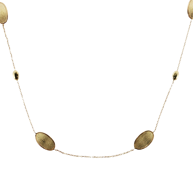 Expressions Jewelers 14K Yellow Gold Matte Oval Station Necklace 18"