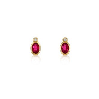 Ruby and Diamond Bezel Stud Earrings