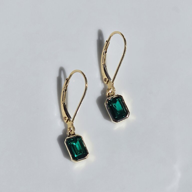 Expressions Jewelers Lab-Grown Emerald Dangle Earrings
