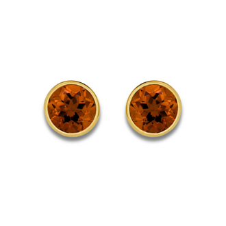 Bezel Set Citrine Stud Earrings