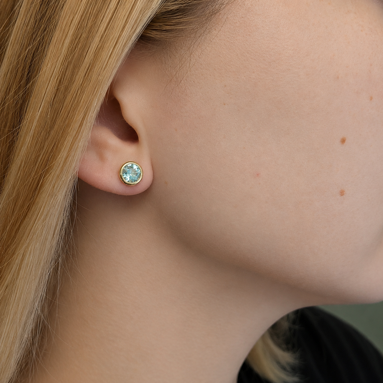 14K Yellow Gold Bezel Set Peridot Stud Earrings 1.39 CTW