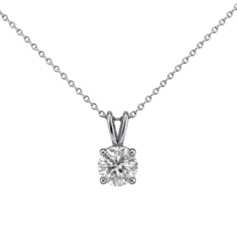 Expressions Jewelers 14K White Gold 0.59 Carat Diamond Solitaire Pendant Necklace