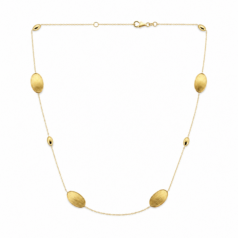 Expressions Jewelers 14K Yellow Gold Matte Oval Station Necklace 18"