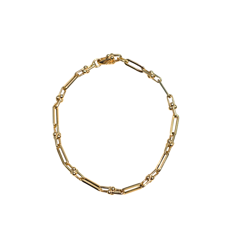 Expressions Jewelers 14K Yellow Gold Paperclip and Stirrup Link Bracelet