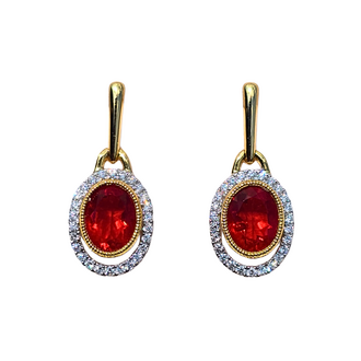 Expressions Jewelers Fire Opal & Diamond Halo Drop Earrings