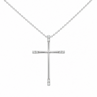 Expressions Jewelers White Cross with Diamond Ends