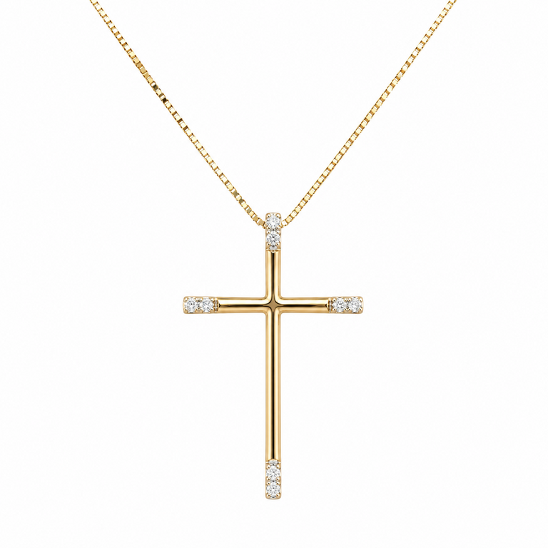 Expressions Jewelers Cross with Diamond Ends - 0.05cttw
