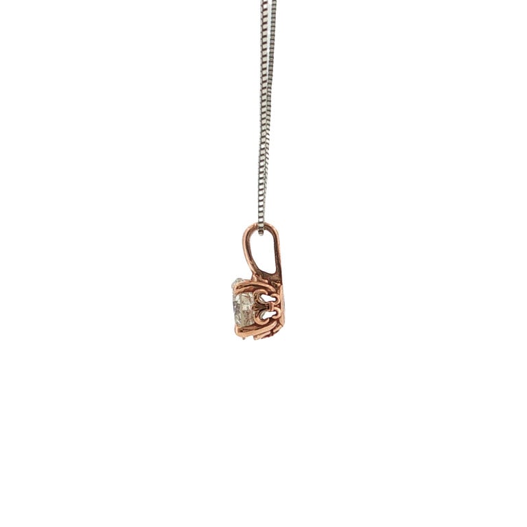 Expressions Jewelers Estate 14K Rose Gold 0.59 CT Round Brilliant Diamond Solitaire Pendant