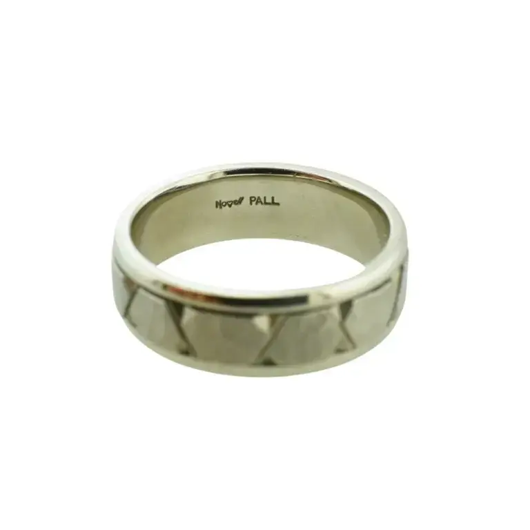 Expressions Jewelers Palladium 7mm Hammered Geometric Band