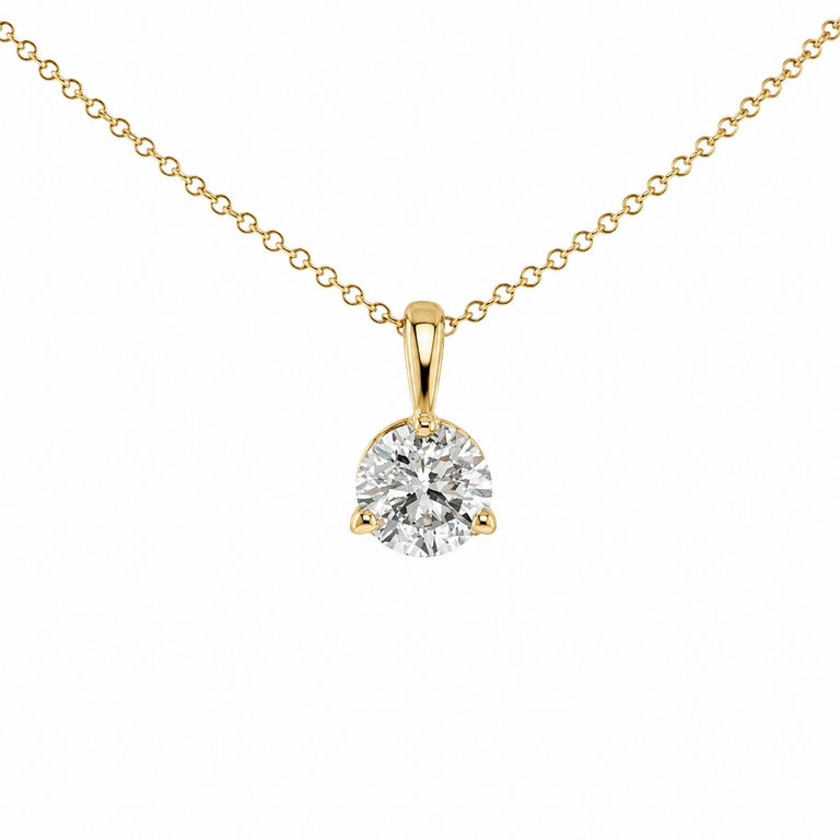 Expressions Jewelers 14K Yellow Gold 0.59 CT Round Brilliant Diamond Solitaire Pendant
