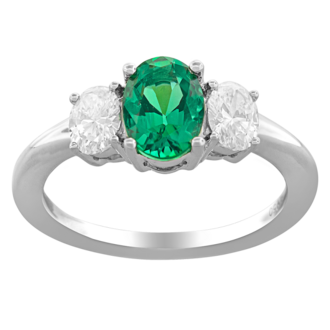 Expressions Jewelers Emerald & Diamond Three-Stone Ring