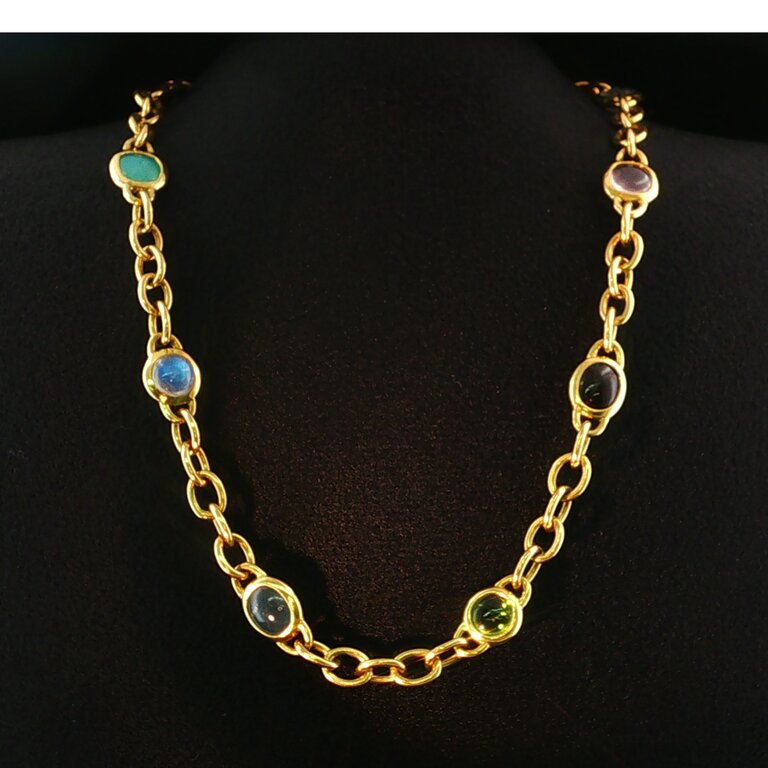 Estate Collection Estate MAZ 18K Multi Gem Necklace