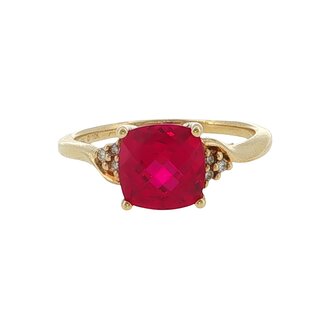 Estate Collection Estate Red Gemstone Ring with Diamond Accents