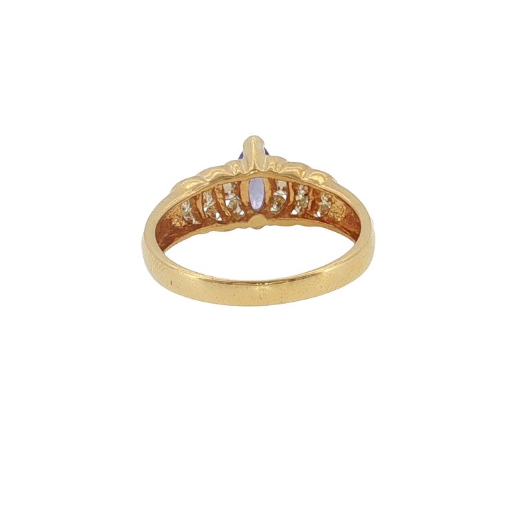 Estate Collection Estate 18K Yellow Gold Tanzanite and Diamond Ring