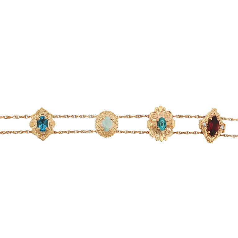 Estate Collection Estate 14K Multi-Gemstone Station Bracelet