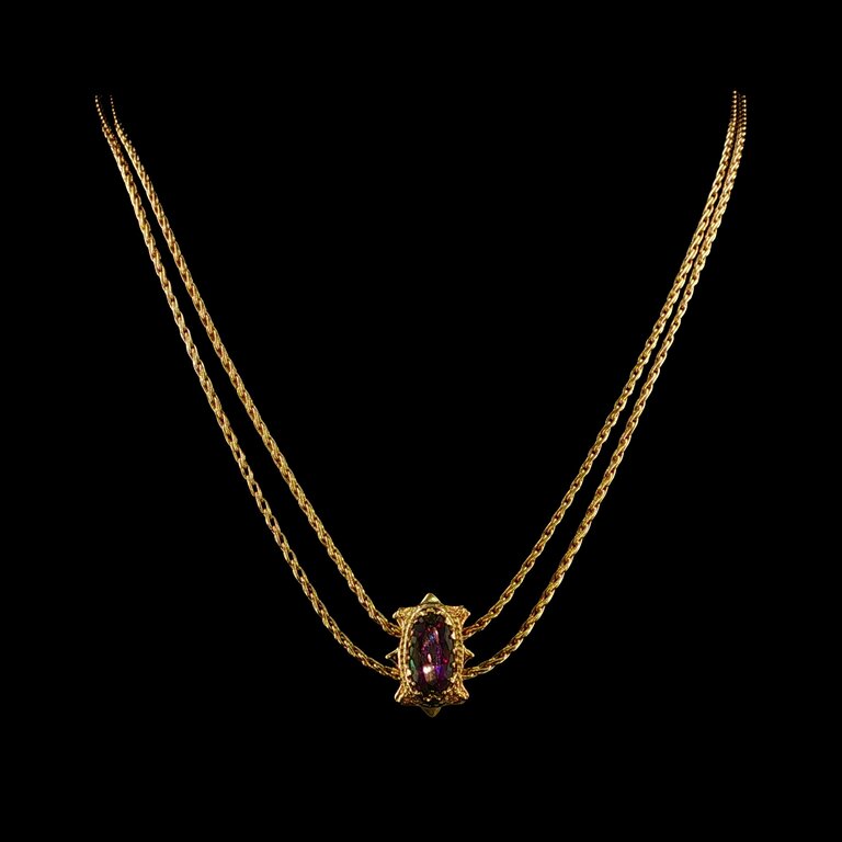 Estate Collection Estate 14K Yellow Gold Double Wheat Chain Mystic Topaz Necklace