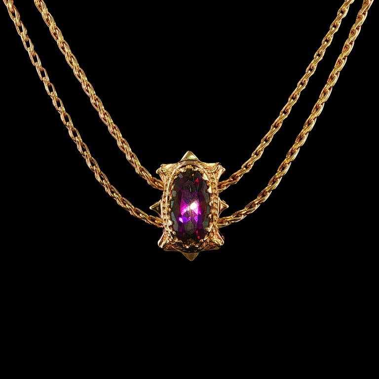 Estate Collection Estate 14K Yellow Gold Double Wheat Chain Mystic Topaz Necklace