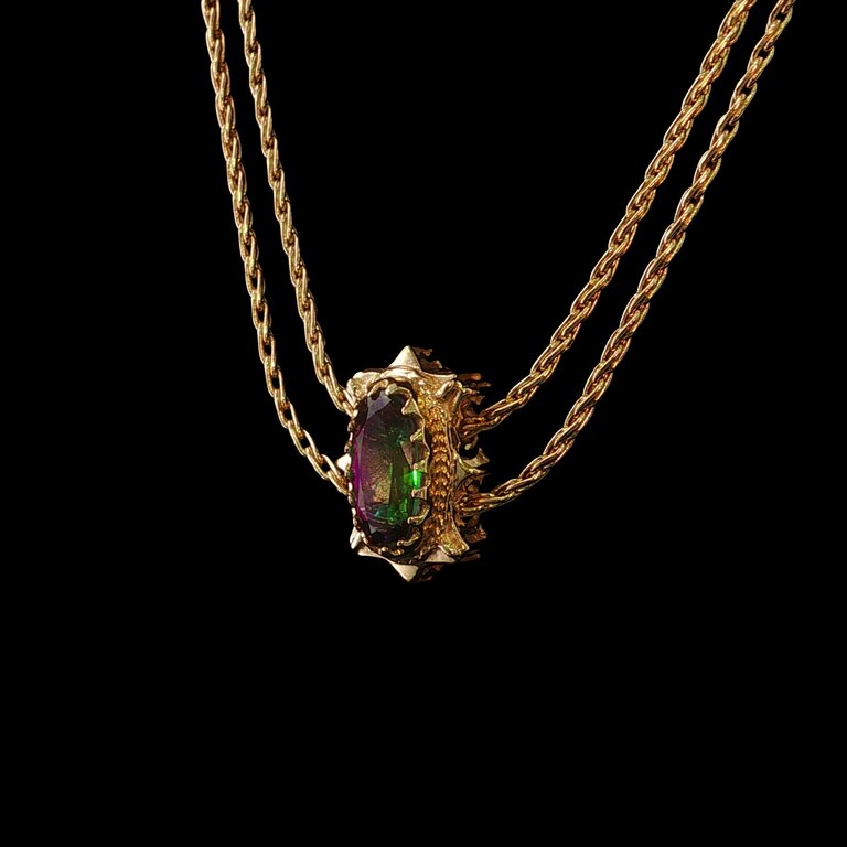 Estate Collection Estate 14K Yellow Gold Double Wheat Chain Mystic Topaz Necklace