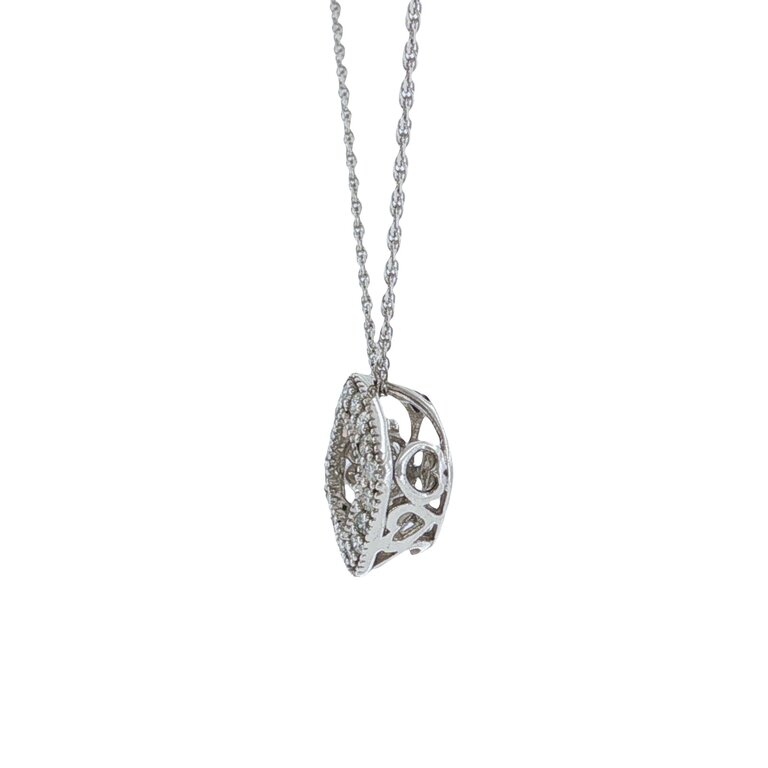Estate Collection Estate 10K White Gold Floating Diamond Halo Pendant Necklace