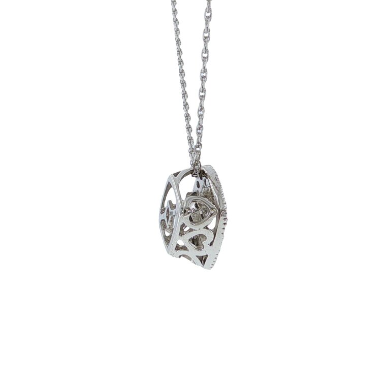 Estate Collection Estate 10K White Gold Floating Diamond Halo Pendant Necklace