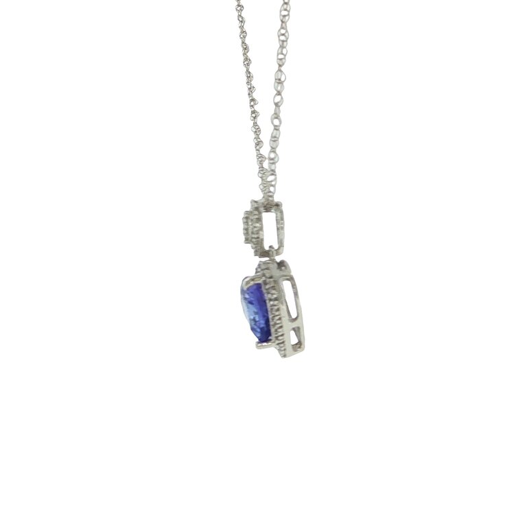 Estate Collection Estate 14K White Gold Heart-Shaped Purple Gemstone Halo Pendant Necklace