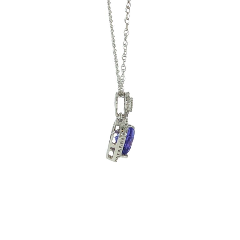 Estate Collection Estate 14K White Gold Heart-Shaped Purple Gemstone Halo Pendant Necklace