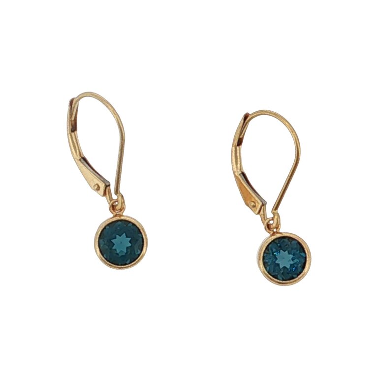 Estate Collection Estate 14K Yellow Gold Blue Gemstone Bezel Drop Earrings