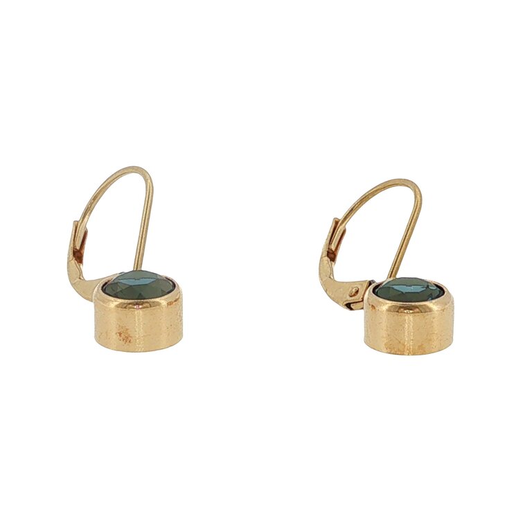 Estate Collection Estate 14K Yellow Gold Blue Gemstone Bezel Drop Earrings