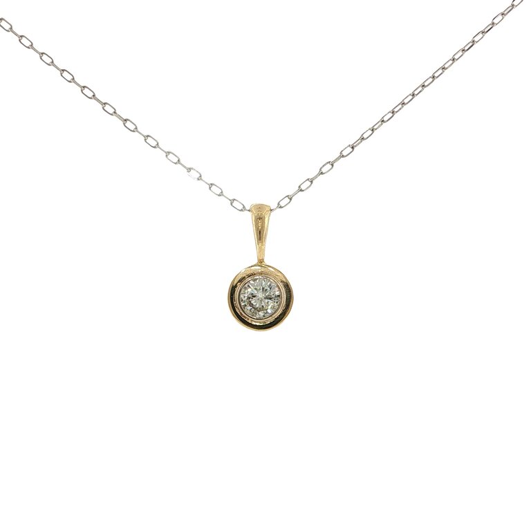 Estate Collection Estate 14K Two-Tone Gold Bezel Set Diamond Pendant Necklace