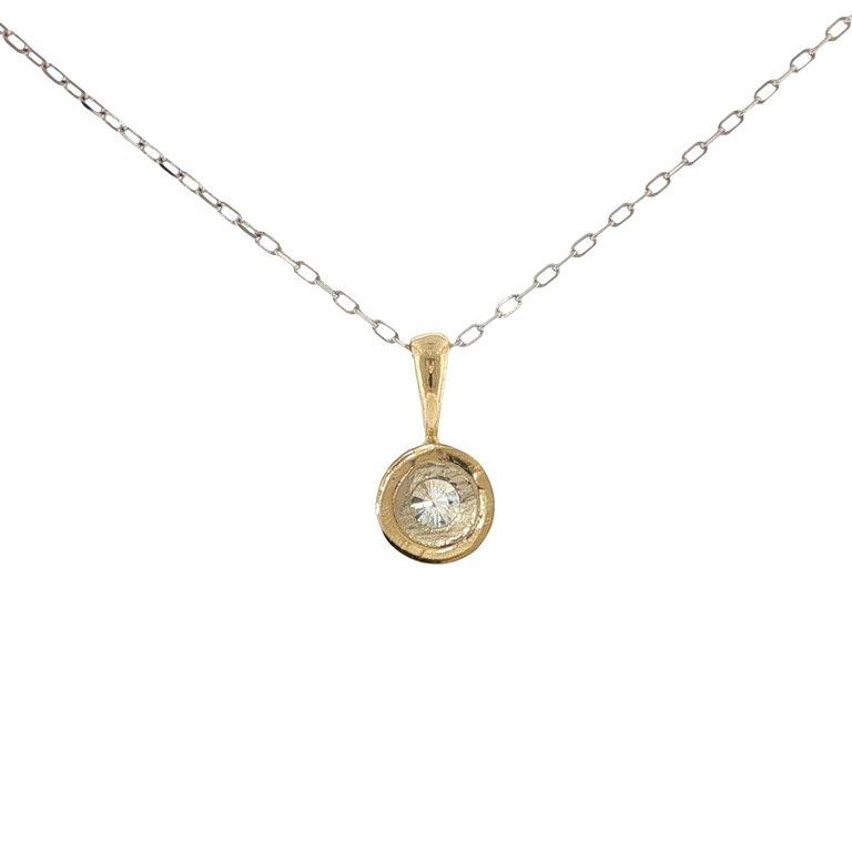 Estate Collection Estate 14K Two-Tone Gold Bezel Set Diamond Pendant Necklace