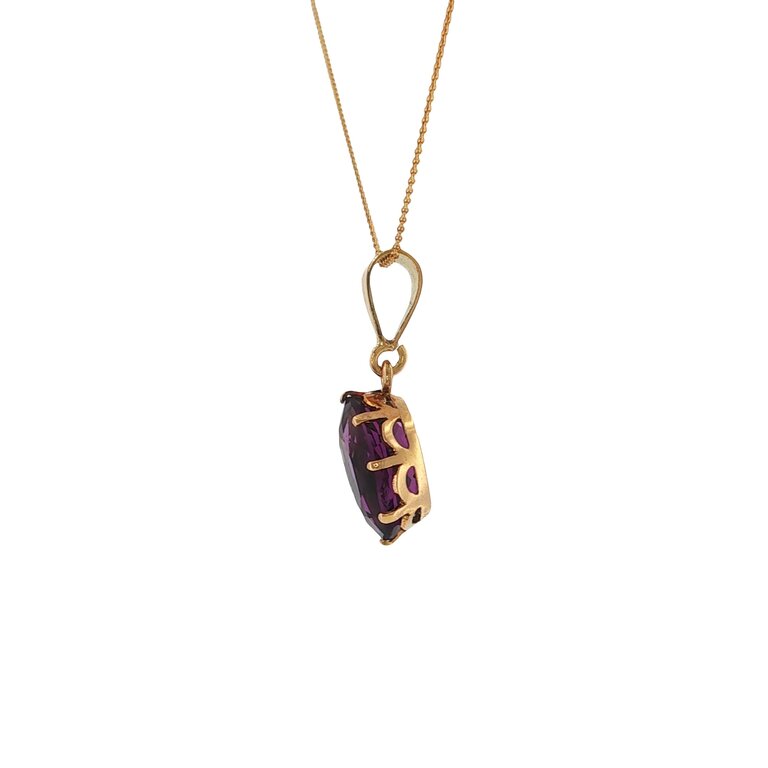 Estate Collection Estate 18K Yellow Gold Oval Amethyst Pendant Necklace