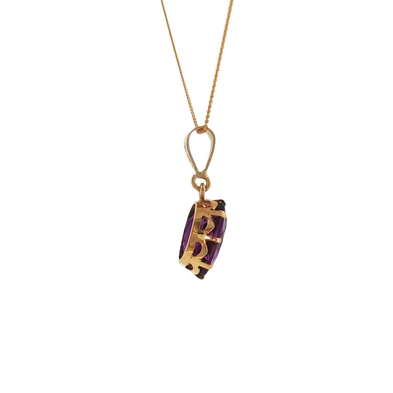 Estate Collection Estate 18K Yellow Gold Oval Amethyst Pendant Necklace