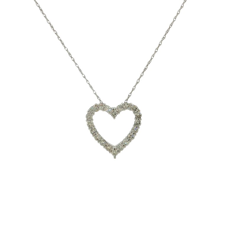Estate Collection Estate 10K Yellow Gold Diamond Open Heart Pendant Necklace