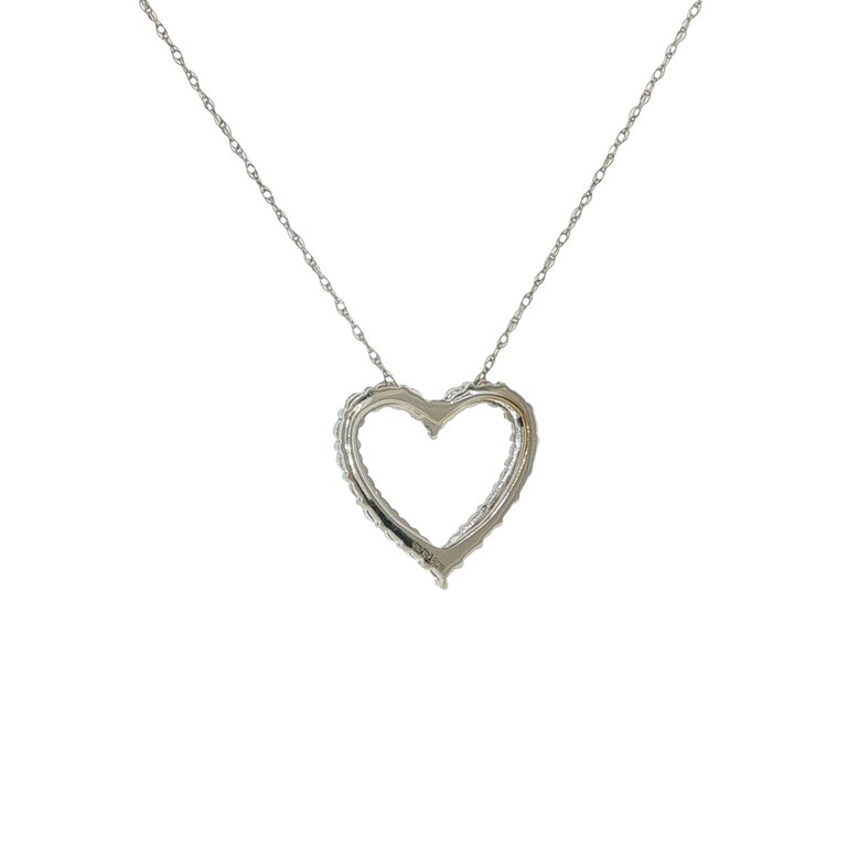 Estate Collection Estate 10K Yellow Gold Diamond Open Heart Pendant Necklace