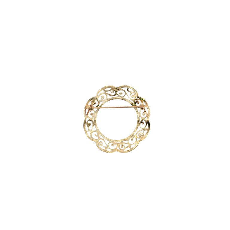 Estate Collection Estate 14K Yellow Gold Openwork Filigree Circle Brooch